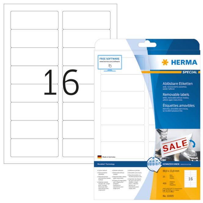 Hovedbilde MOVABLES avtagbare etiketter, 25 ark, 88.9x33.8 ...