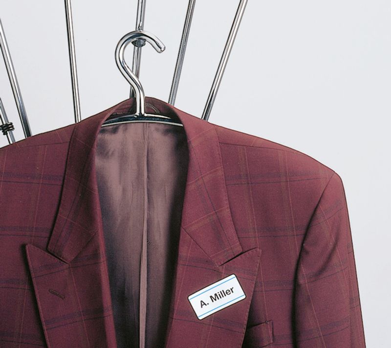 SPECIAL stoffetiketter 25 ark 63.5x29.6 blå kant (675 stk)