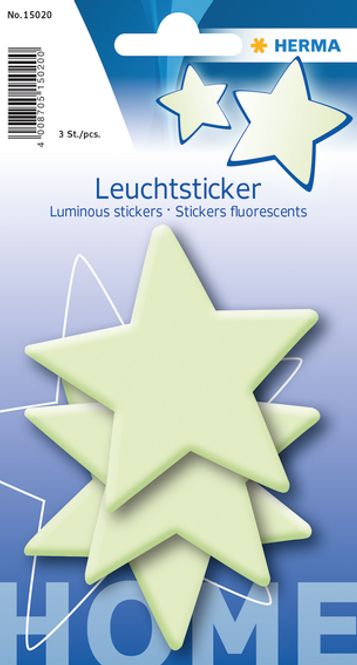 Hovedbilde HERMA selvlysende stickers, Store stjerner, 3 stk ...