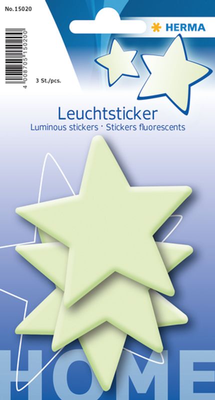 HERMA selvlysende stickers, Store stjerner, 3 stk (5-pakk)