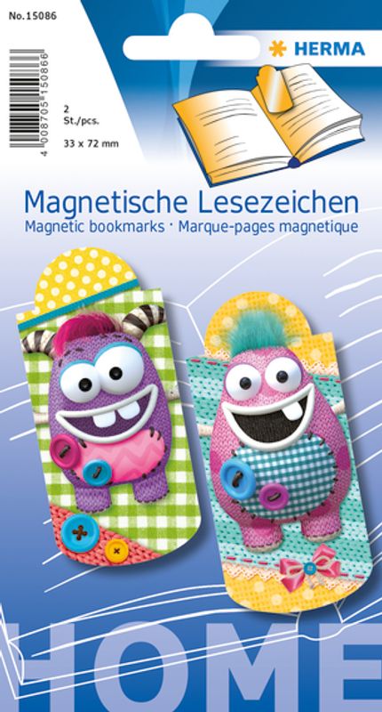 Magnetiske bokmerker, Små monstre, 33x72 mm, 2 stk (5 pakk)