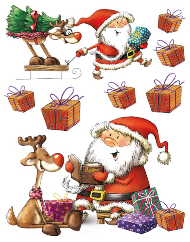 Vindusdekor Nisse, selvklebende folie, 8 stk (5-pakk)