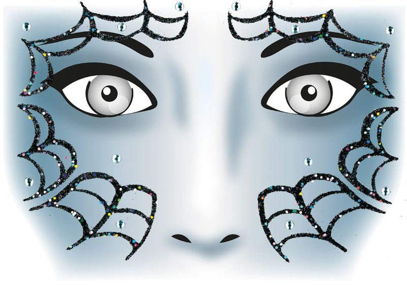 FACE ART Sticker Spider til ansiktet, 1 ark (5 pakk)
