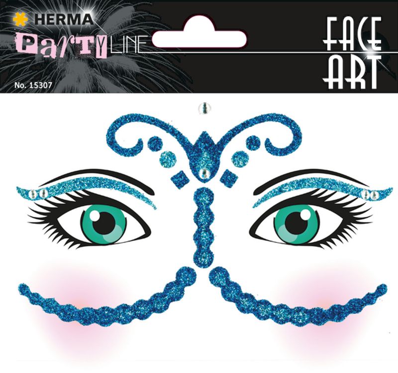 FACE ART Sticker Bollywood til ansiktet, 1 ark (5 pakk)