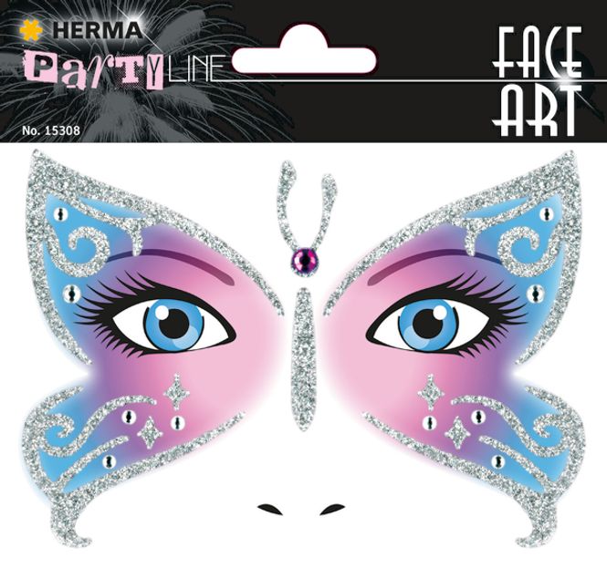 Hovedbilde FACE ART Sticker Butterfly til ansiktet, 1 ark (5 ...
