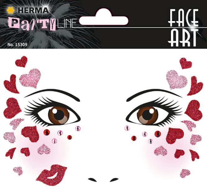 Hovedbilde FACE ART Sticker Love til ansiktet, 1 ark (5 ...
