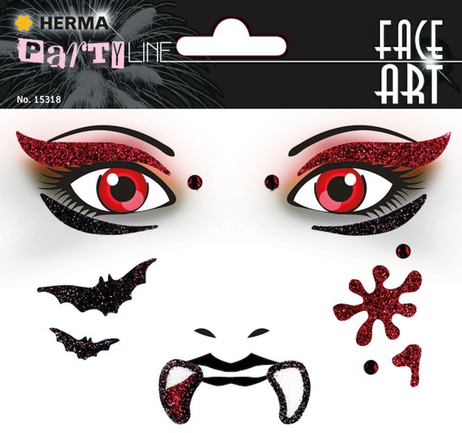 Hovedbilde FACE ART Sticker Vampire til ansiktet, 1 ark (5 ...