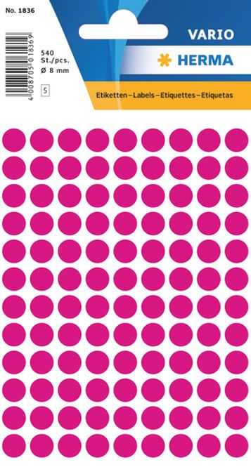 Hovedbilde VARIO, rund, småpakning, Ø 8, pink, 540 stk (10 ...