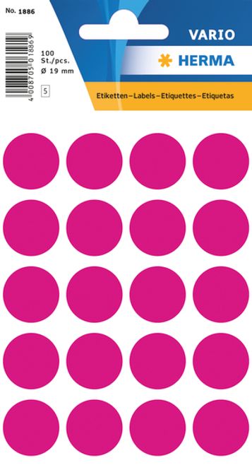 Hovedbilde VARIO, rund, småpakning, Ø 19, pink, 100 stk (10 ...