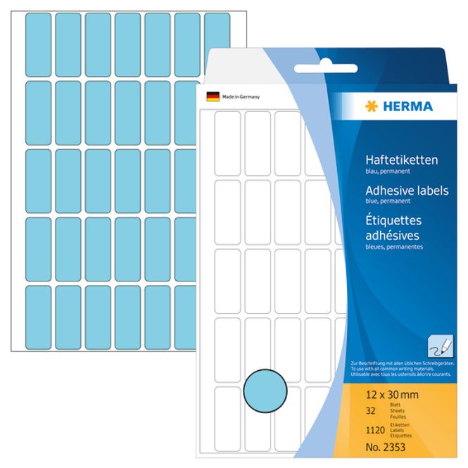 Hovedbilde HERMA fargede etiketter, blå 12x30 mm (1120 stk)