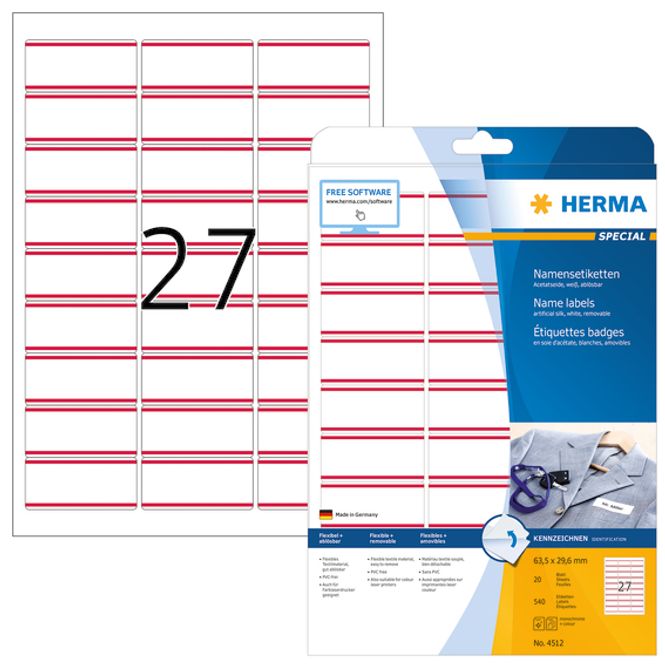 Hovedbilde SPECIAL stoffetiketter 20 ark 63.5x29.6 rød kant ...