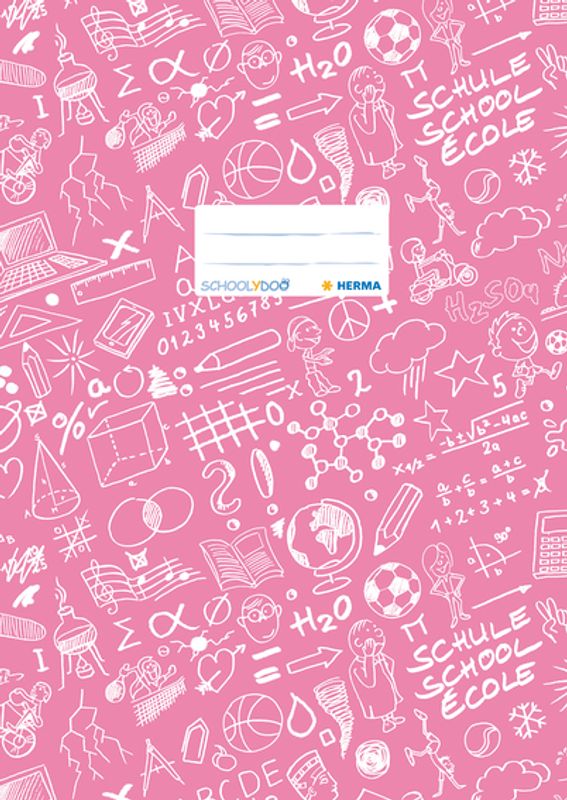 SCHOOLYDOO ferdigbind til skrivebøker, rosa, A4 (10 pakk)