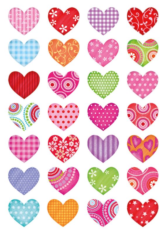 DECOR Stickers Hjerter med mønster, 3 ark (10 pakk)