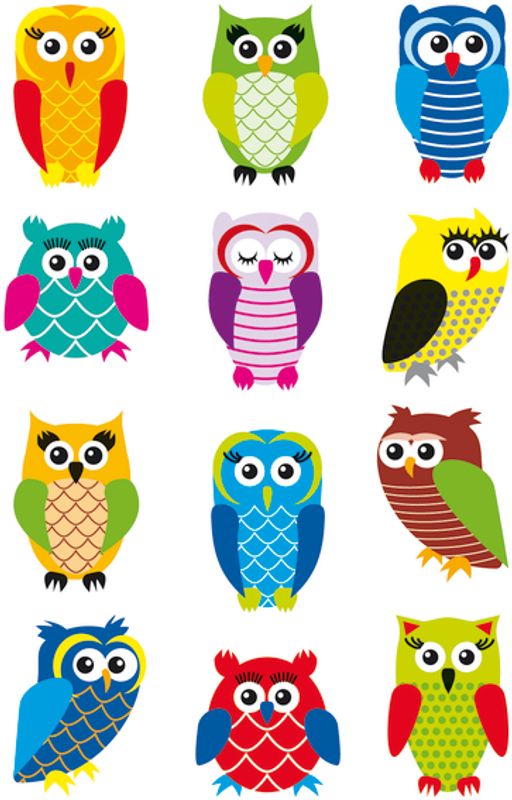 MAGIC Stickers Ugler, glitterfolie, 1 ark (10 pakk)