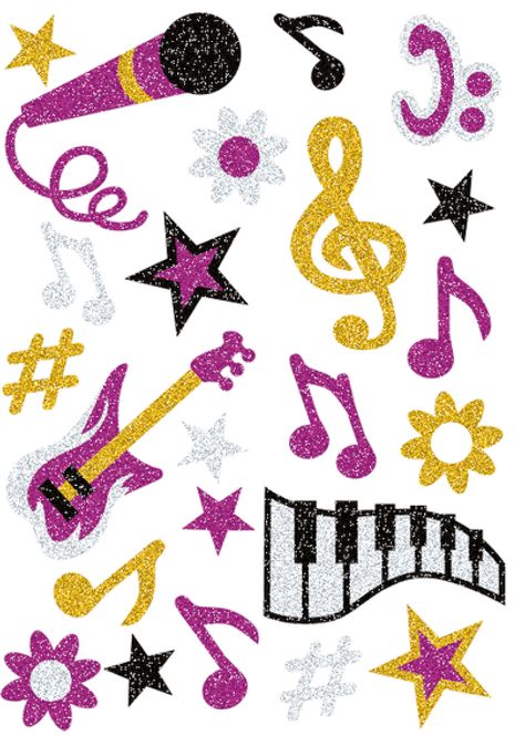 Hovedbilde MAGIC Stickers Musikk, glitter, 1 ark (10 pakk)