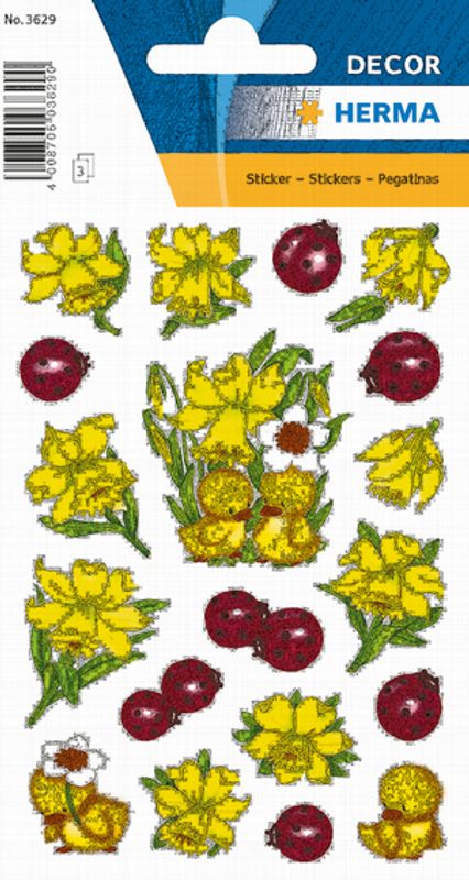DECOR Stickers  Påskeliljer, 3 ark (10 pakk)