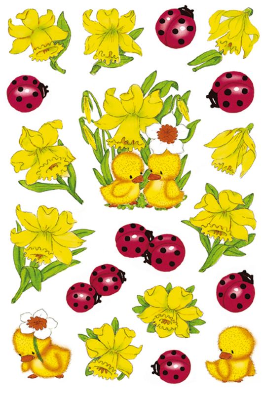 DECOR Stickers  Påskeliljer, 3 ark (10 pakk)