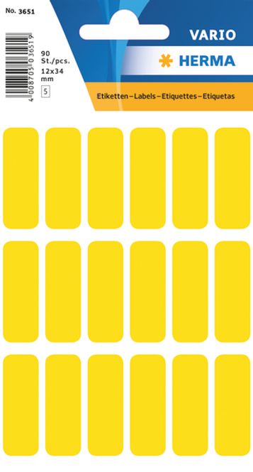 Hovedbilde VARIO standard etiketter gul 12x34 mm, 90 stk (10 ...