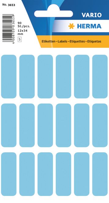 Hovedbilde VARIO standard etiketter blå 12x34 mm, 90 stk (10 ...