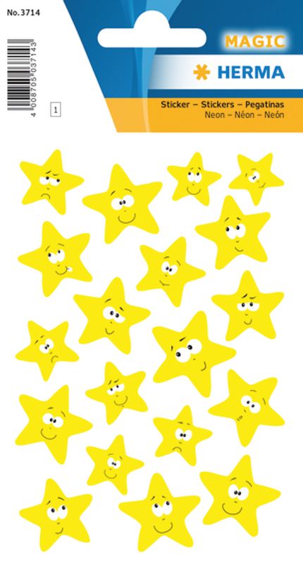 MAGIC Stickers Stjerner i neongul, 1 ark (10 pakk)