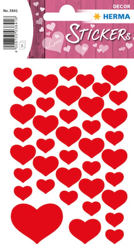 DECOR Stickers Små hjerter papir, 3 ark (10 pakk)
