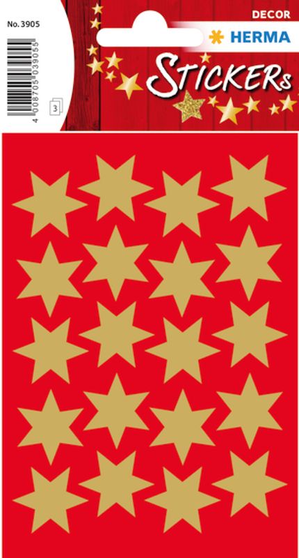 DECOR Stickers Gullstjerner gullfolie, 3 ark (10 pakk)