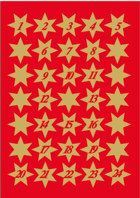 Hovedbilde DECOR Stickers Gullstjerner julekalender, 3 ark ...
