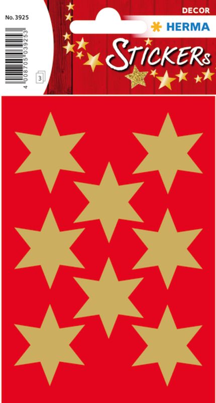 DECOR Stickers Gullstjerner folie, 3 ark (10 pakk)
