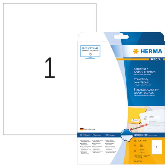 Hovedbilde SPECIAL etiketter opak, A4, 25 ark 210x297 mm (25 ...