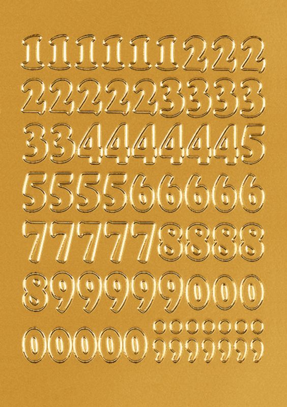 VARIO talletiketter 12 mm, 0-9, gullfolie, 1 ark (10 pakk)