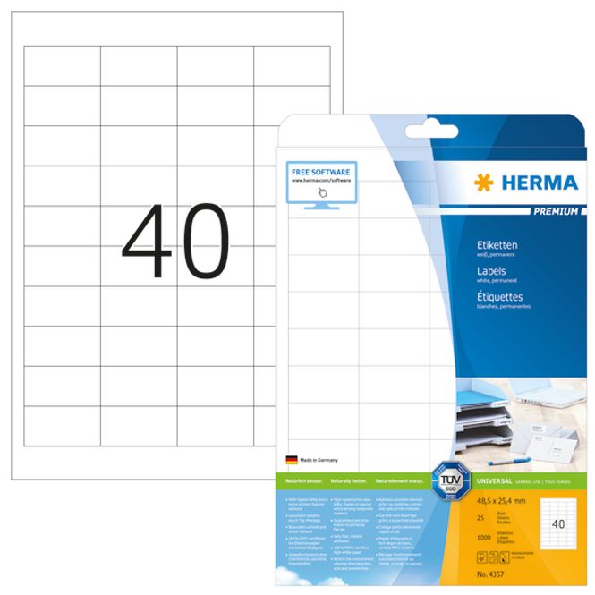 Hovedbilde PREMIUM universaletiketter, 25 ark 48.5x25.4 ...