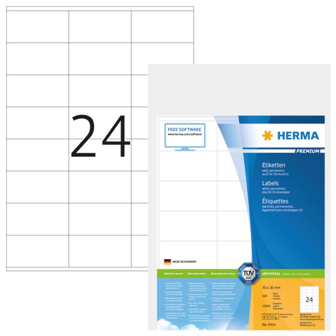 Hovedbilde PREMIUM universaletiketter, 500 ark 70x36 (12000 ...