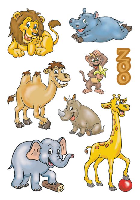 Hovedbilde DECOR Stickers Dyr i dyreparken, 3 ark (10 pakk)
