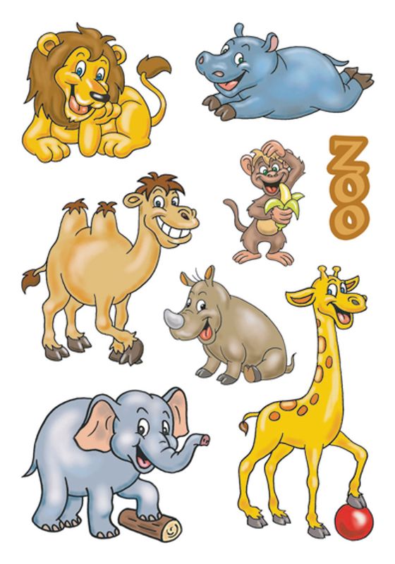 DECOR Stickers Dyr i dyreparken, 3 ark (10 pakk)