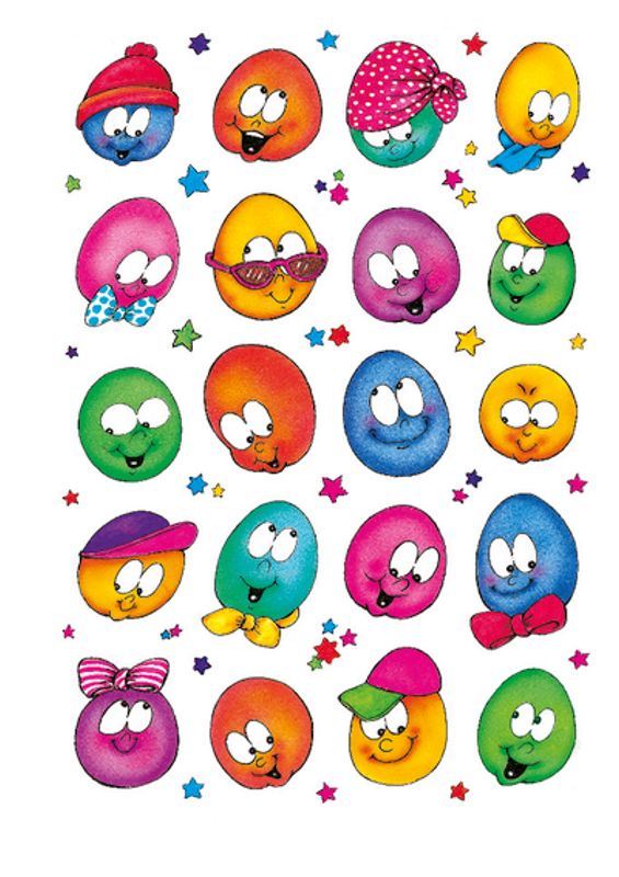 DECOR Stickers Glade ansikter, papir, 3 ark (10 pakk)