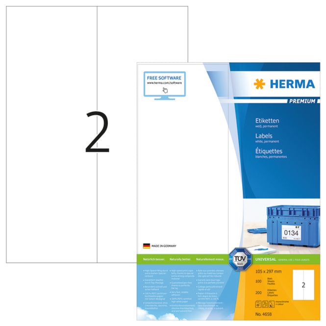 Hovedbilde PREMIUM universaletiketter, papir, 100 ark ...
