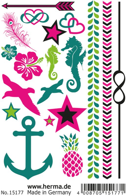 CLASSIC Tattoos Colour Art Summer, 19 motiver, 1 ark (10 pakk)