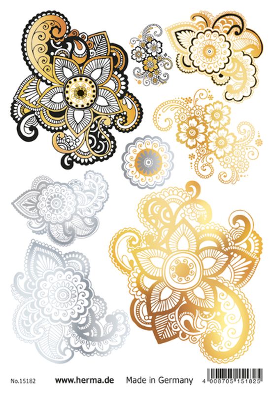 FLASH TATTOO MANDALA, 8 motiver (5 pakk)