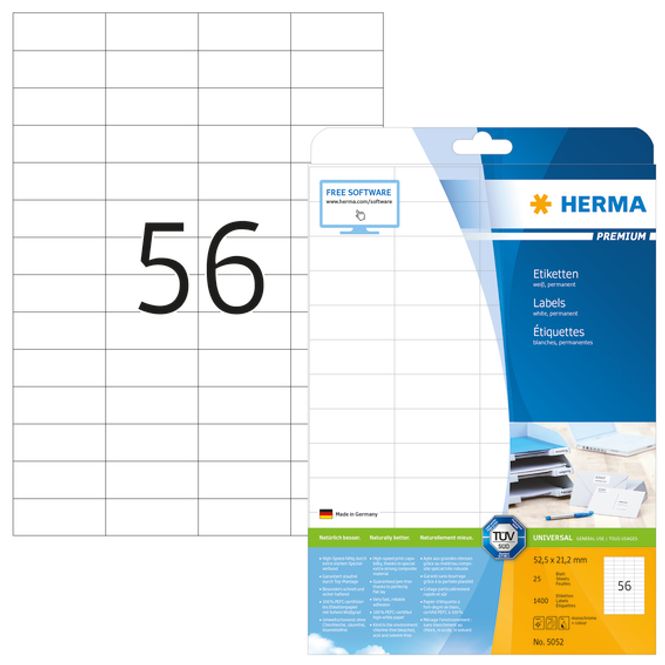 Hovedbilde PREMIUM universaletiketter, papir, 25 ark ...