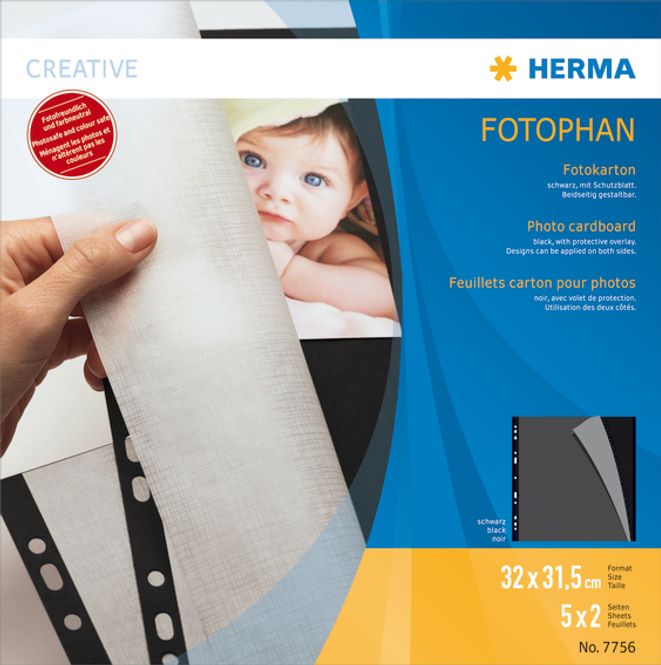 Hovedbilde HERMA fotokartong 320x315 mm, sulfatfritt, svart ...