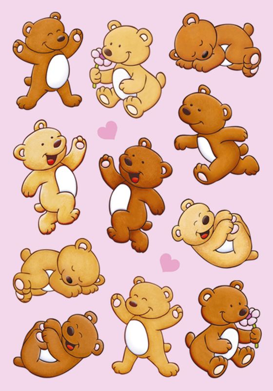MAGIC Stickers Bamser, plasmateriale, 1 ark (10 pakk)