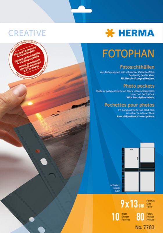 Fotophan fotolommer 9x13 cm portrait svart 8 fotos/ark, 10 ark