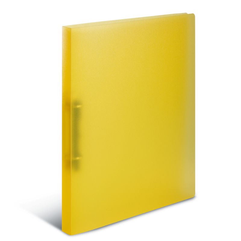 Smal ringperm i transparent plastmateriale A4, gul (3 pakk)