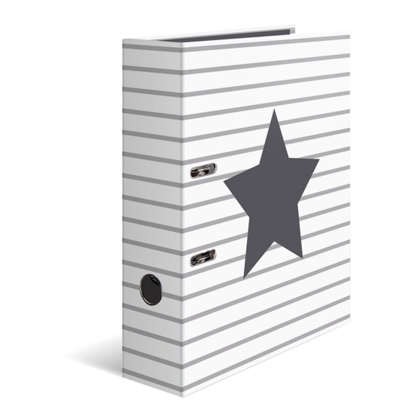 Ringperm i kartong, A4, Stars Hvit med striper (10 pakk)