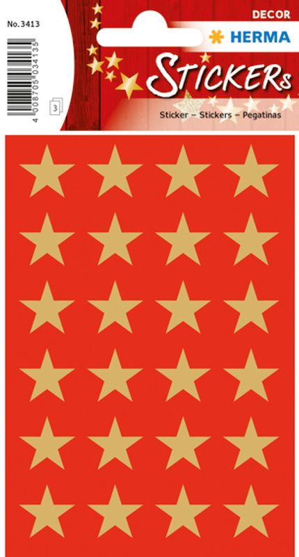 DECOR Stickers Gullstjerner, gullfolie 3 ark (10 pakk)