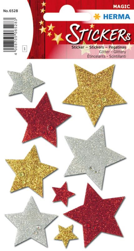 MAGIC Stickers Stjerner (Diamond glittery), 1 ark (10 pakk)